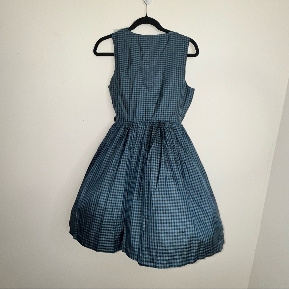 Free People Blue Check Sleeveless Wrap Silk Sundress Size 4 - Picture 14 of 15
